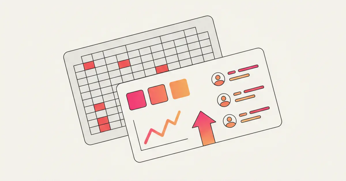 Side-by-side comparison of a spreadsheet versus a modern CRM interface