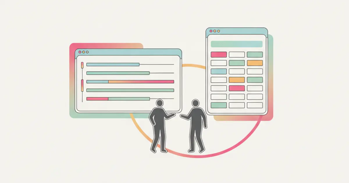 Project management view with Gantt chart and Kanban board side by side